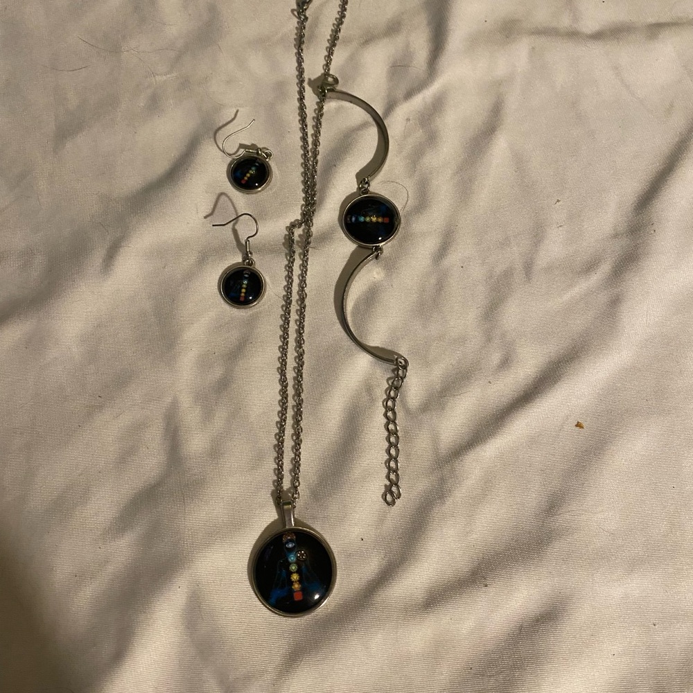 Seven Chakra Jewelry Set - Necklace, Earrings, Bracelet